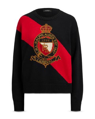 Color Blocked Crest Cotton Sweater