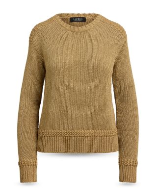 Metallic Cotton Blend Crewneck Sweater