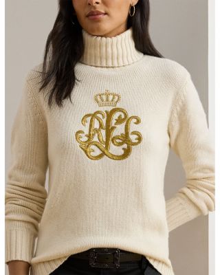 Embroidered Logo Wool Blend Turtleneck