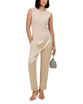 Petite Satin Taper Pants