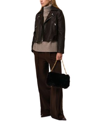 Petite Lidia Leather Biker Jacket