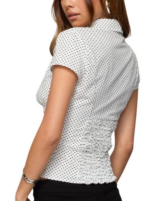 Polka Dot Tailored Button Up Shirt