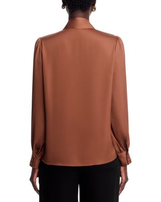 Long Sleeve Bow Tie Neck Blouse