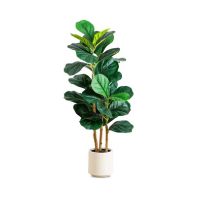 3&#39; Artificial Fiddle Leaf Tree in Decorative White Planter