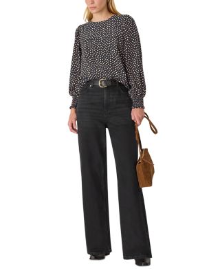 Spot Shirred Cuff Blouse