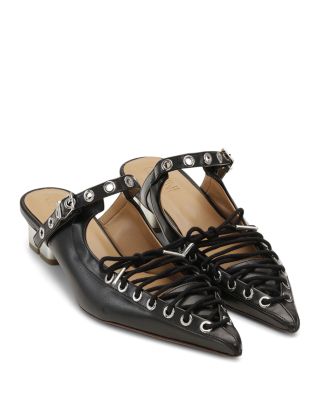 Women's Eyelets Lace Up Mule Pumps