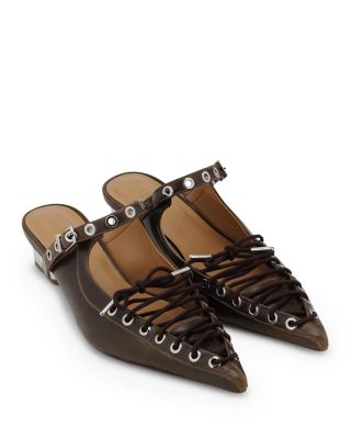 Women's Eyelets Lace Up Mule Pumps