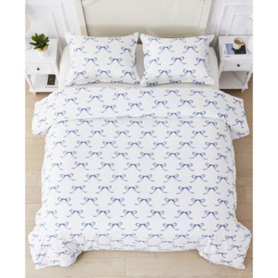 Crisp Bows Percale Duvet Cover Set