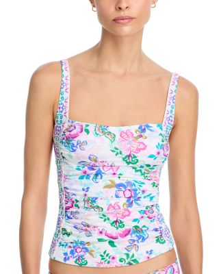 White Melia Ruched Tankini Top