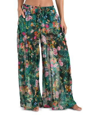 Sharon Charonda Butterfly Sheer Wide Leg Pants Swim Cover-Up - Exclusive