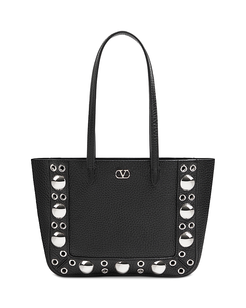 Valentino Nellcote Mini Shopping Tote Bag In Leather In Black