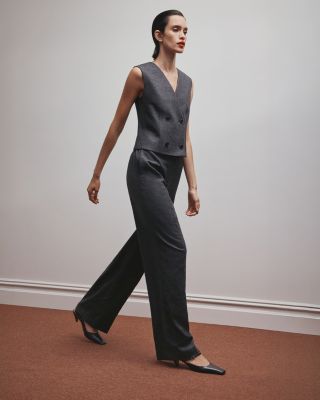 Double Breasted Marled Wool Vest