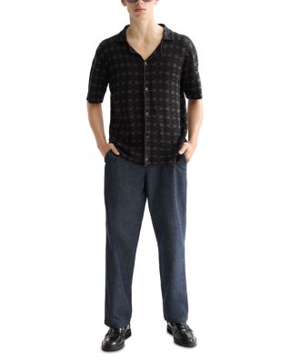 Tone on Tone Knitted Camp Shirt