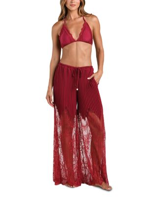Sharon Lace Solids Wide Leg Pants Swim Cover-Up