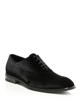 BOSS Men\'s Derrek Velvet Formal Lace Up Shoes size 7 HUGO - Derby shoes in soft velvet - Black main image 3