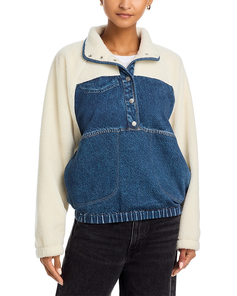 Rag & Bone Miramar Fleece Denim Coat In Blue