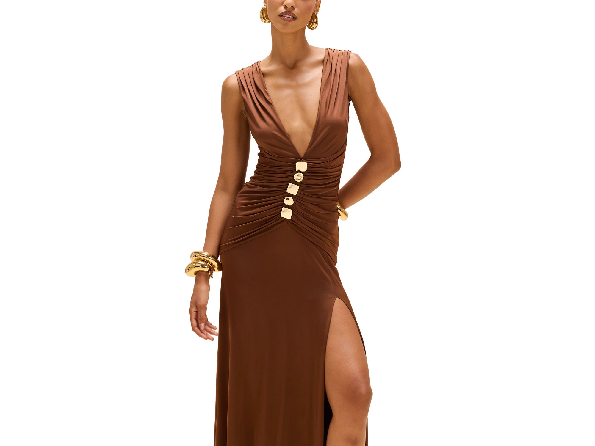 Moonlit Jersey Plunge Neck Gown — Image 5