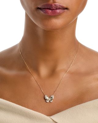 Diamond Butterfly Pendant Necklace in 14K Yellow Gold, 0.42 tcw