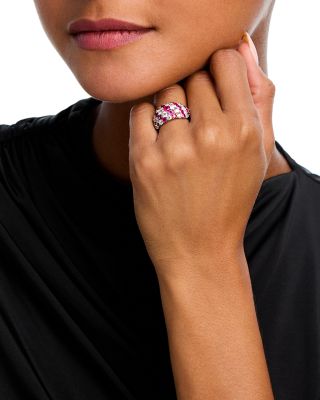 Ruby & Diamond Band Ring in 14K White Gold