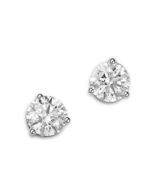 Certified Lab Grown Diamond Stud Earrings in 18K White Gold, 5.0 tcw