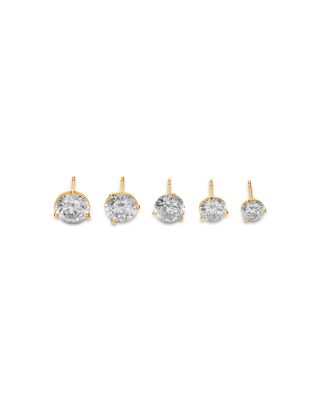 Certified Lab Grown Diamond Martini Set Stud Earrings in 18K Yellow Gold, 2.0-6.0 tcw
