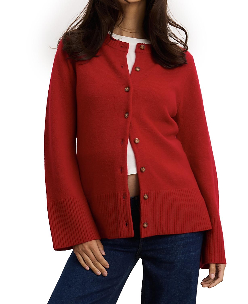 Hatch Collection The Celine Contour Maternity Cardigan In Red