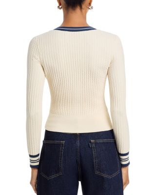 Textured Rib Wide V Neck Cardigan