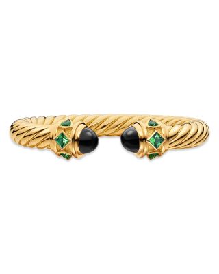 Renaissance&reg; Cablespira&reg; Bracelet in 18K Yellow Gold with Black Onyx and Tsavorite, 9mm