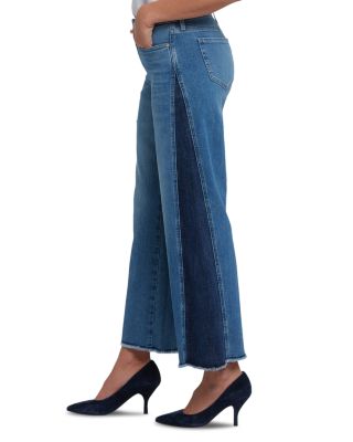 Teresa High Rise Contrast Panel Wide Leg Jeans in Avenue Blue