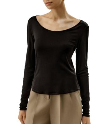  Scoop-Neck Pure Silk Slim Fit Top