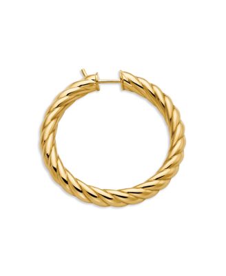 Sculpted Cable Hoop Earrings in 18K Yellow Gold, 38mm