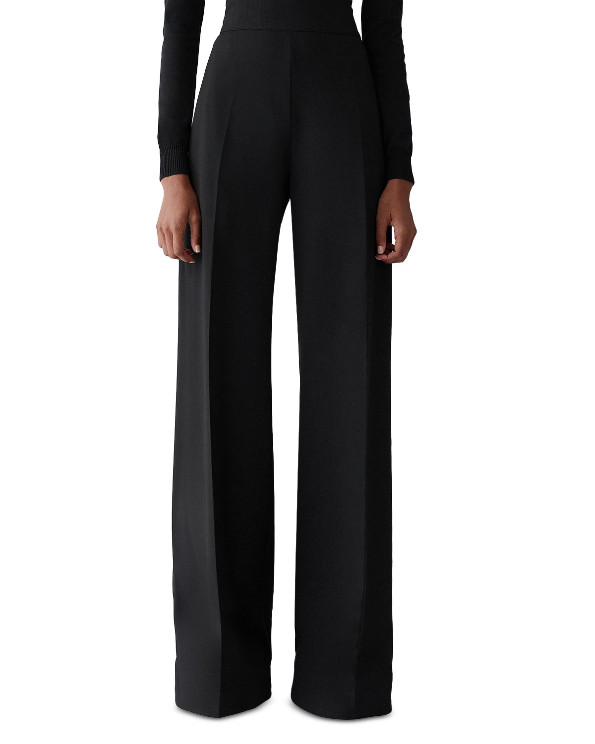 Carolina Herrera Diane Wool Blend Wide Leg Pants in Black