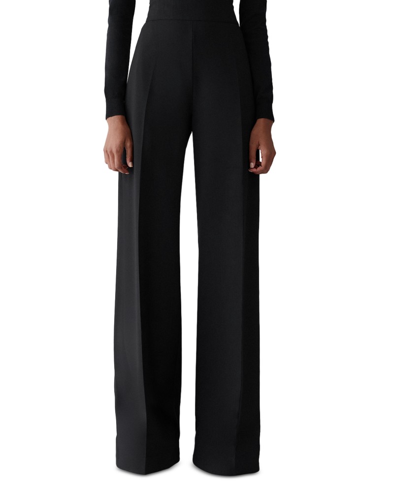 Carolina Herrera Diane Wool Blend Wide Leg Pants in Black