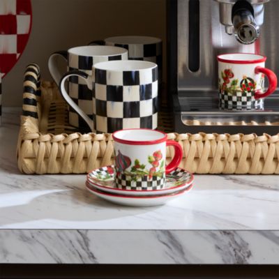 Courtly Flower Market Stoneware Espresso Cup & Saucer, Set of 2