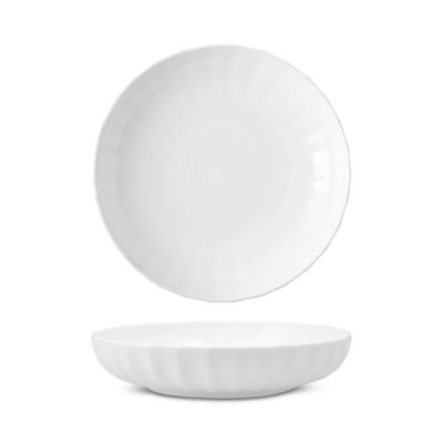 Blyss Bone China White Low Dinner Bowl, Set of 4