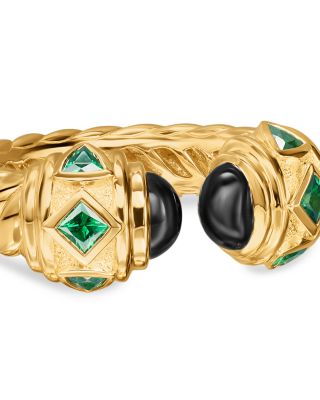 Renaissance&reg; Color Ring in 18K Yellow Gold with Black Onyx and Tsavorites, 9.9mm