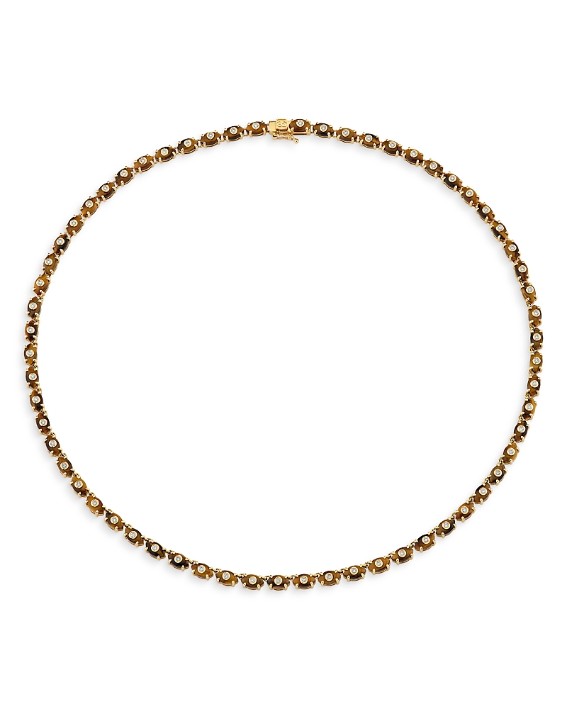 Sydney Evan 14k Yellow Gold Tiger Eye & Diamond Eternity Necklace, 16