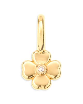9K Yellow Gold Diamond Clover Mini Charm Pendant