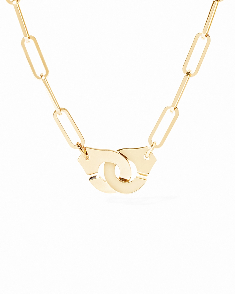 Dinh Van Handcuff Open Paperclip Link Chain Pendant Necklace, 16.54 In Gold