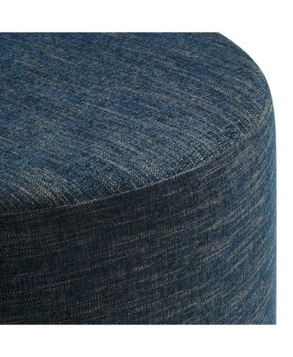 Callum Large 29" Round Woven Heathered Fabric Upholstered Ottoman