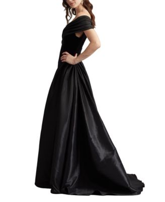 Elysian Velvet Draped Overlay Train Gown