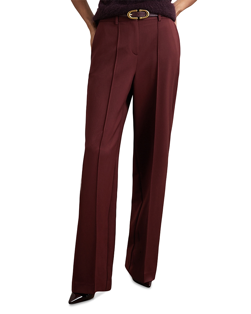 Reiss Petites Luisa Wide Leg Pants In Burgundy