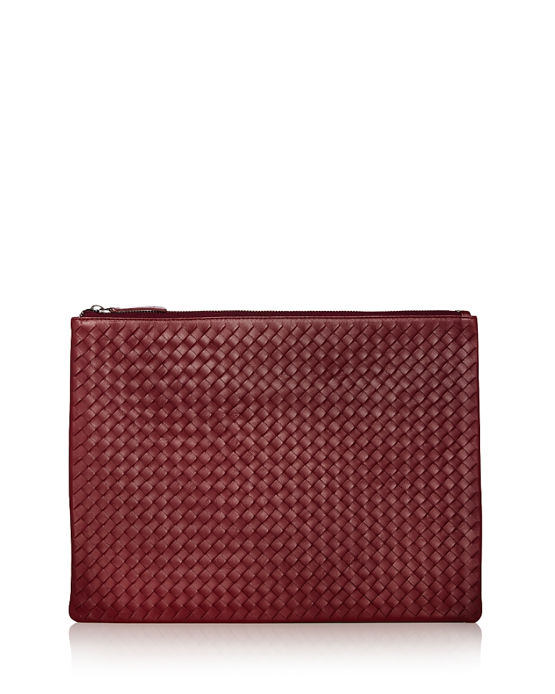 Dragon Diffusion Interlaced Leather Pochette In Burgundy