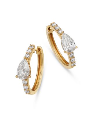 Luxe Collection Certified Lab Grown Diamond Pear Huggie Hoop Earrings in 14K Yellow Gold, 1.95 tcw