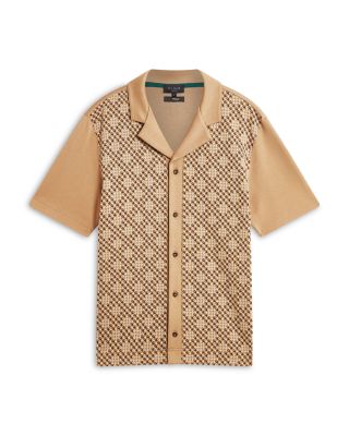 Danlibe Short Sleeve Argyle Button Through Jersey Shirt