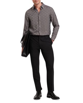 Farax Textured Geometric Jacquard Button Down Shirt 