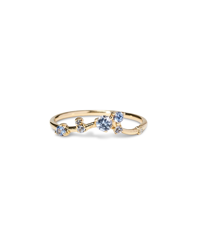 Wwake 14k Yellow Gold Sapphire & Diamond Triangle Ring In Gold