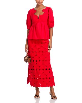 Hearts Linen Midi Skirt