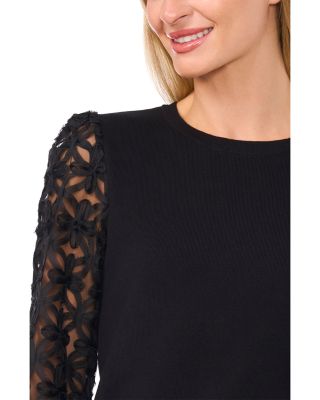 3D Floral Lace Combo Sweater