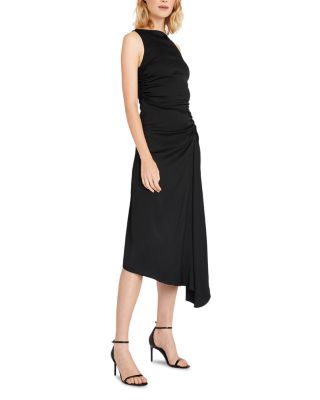 Boat Neck Asymmetric Midi Dress